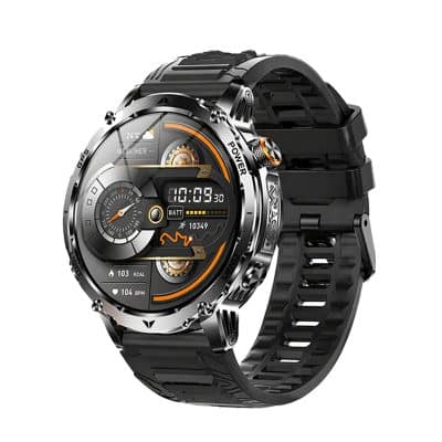 AK102 GPS Rugged Smartwatch with 1.7" AMOLED Display, Compass, Flashlight, 1100mAh Long-Lasting Battery, IP68 Waterproof, Heart Rate Monitoring and Bluetooth Calling