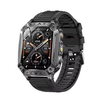 AK86 2.01 Inch HD Rugged Smart Watch 1400mAh Long Battery Bluetooth Calling Heart Rate Blood Oxygen Monitor 100+ Sports Modes IP68 Fitness Watch