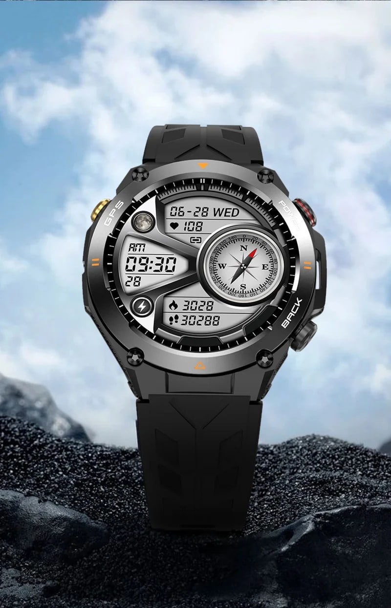 KC82 GPS Smart Watch - Black watch outdoor view