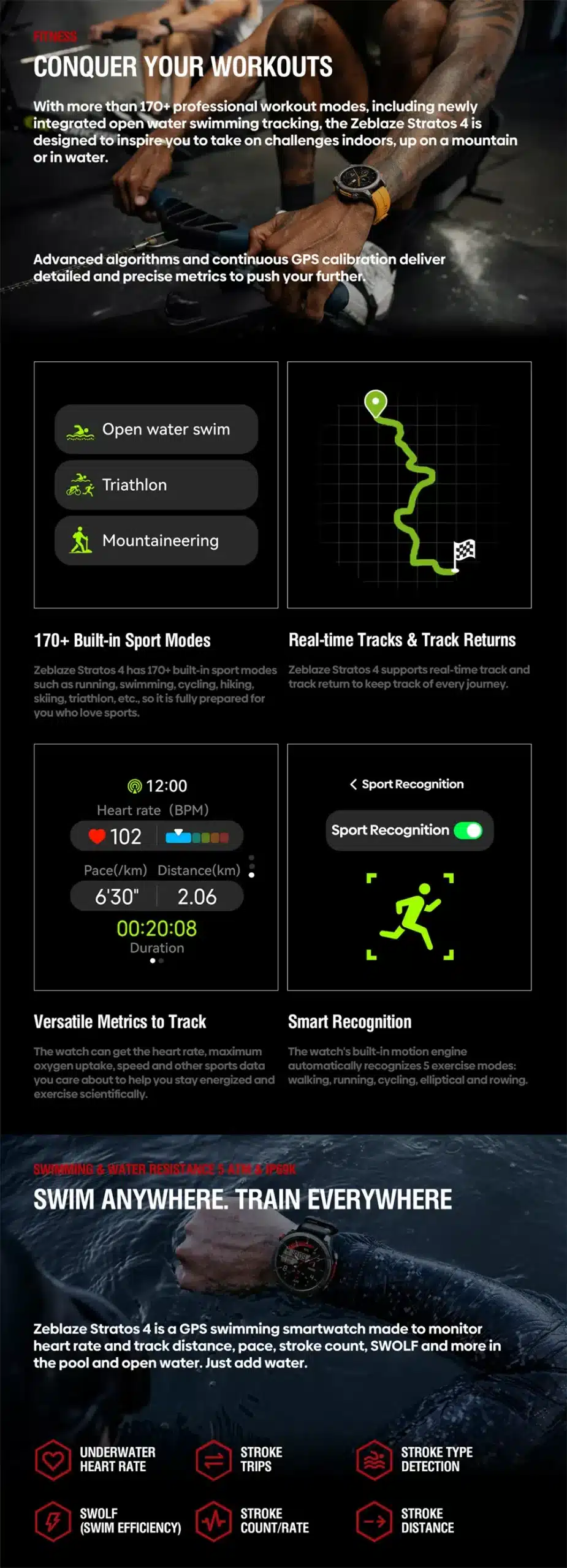 Stratos 4 sports modes and workout tracking