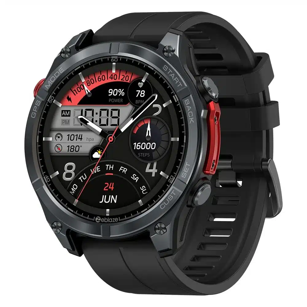 stratos-4-gps-smart-watch-amoled-flashlight-bluetooth-calling-gallery-03 Black Stratos 4 watch viewed at an angle