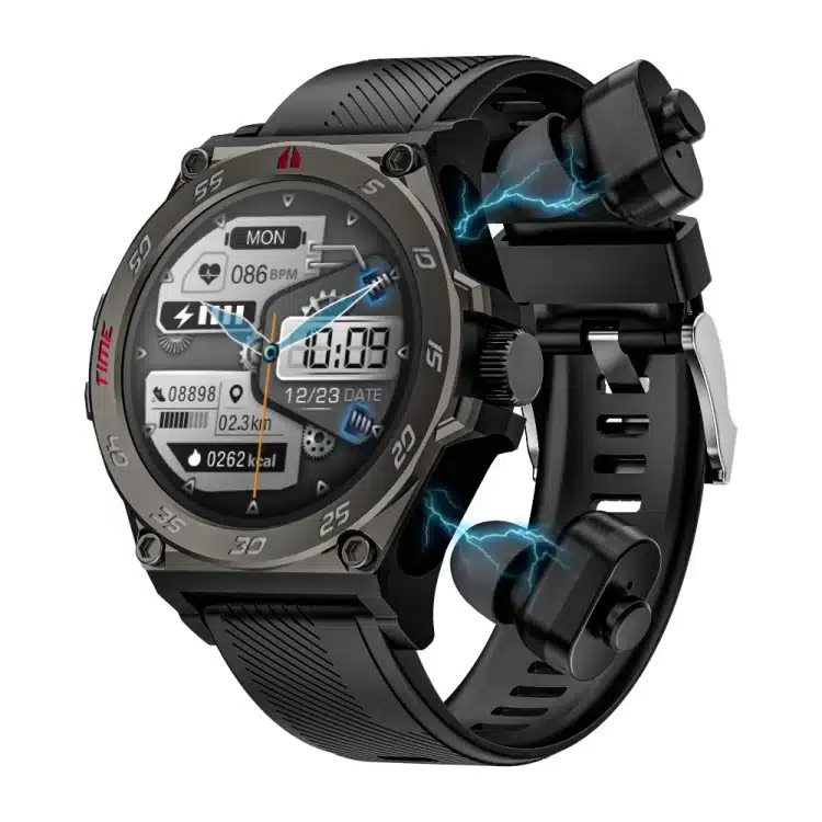 wearablemaster 1 53 inch ips bluetooth calling smart watch built in earbuds 400mah ip67 lc18 wearablemaster gallery 01 LC18 smart watch product image