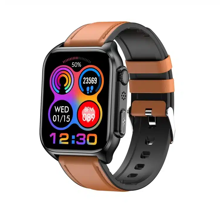 wearablemaster 1 96 inch ip67 waterproof leather band smart watch supports ecg remote families care bluetooth call gallery 01 TK12 smart watch product image