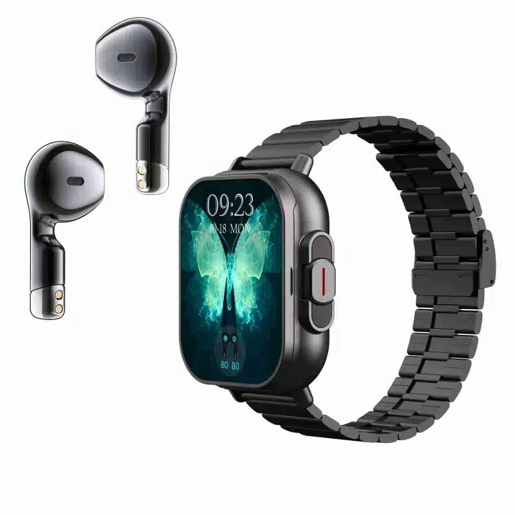 wearablemaster 2 01 inch 2 in 1 bluetooth earphone steel band smart watch support health monitoring nfc d8 wearable gallery 01 D8 smart watch product image