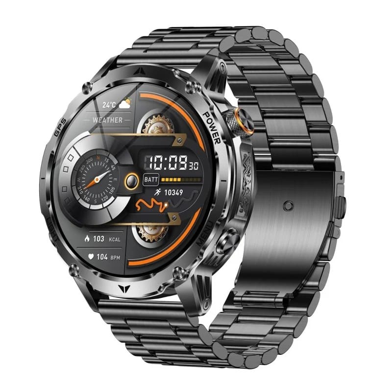 AK102 Steel Strap GPS Smart Watch with 1.7-Inch 360x360 HD Display, Bluetooth 5.2 Calling, Compass, Altitude Tools, 100+ Sports Modes and 1100mAh Battery - gallery-01 AK102 Steel Strap GPS Smart Watch - gallery 01