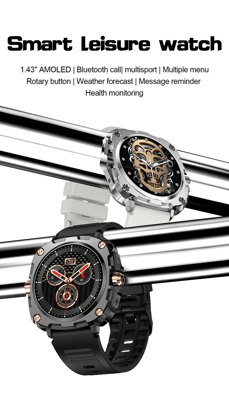 AK71 Steel Strap AMOLED Smart Watch - detail 01