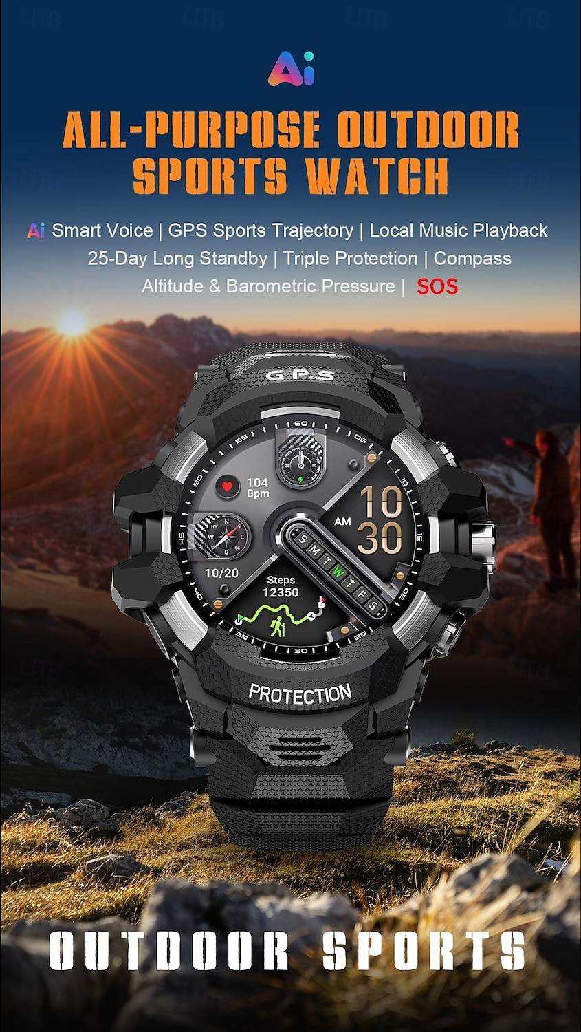 PG999 AMOLED GPS Rugged Outdoor Smart Watch - detail 01