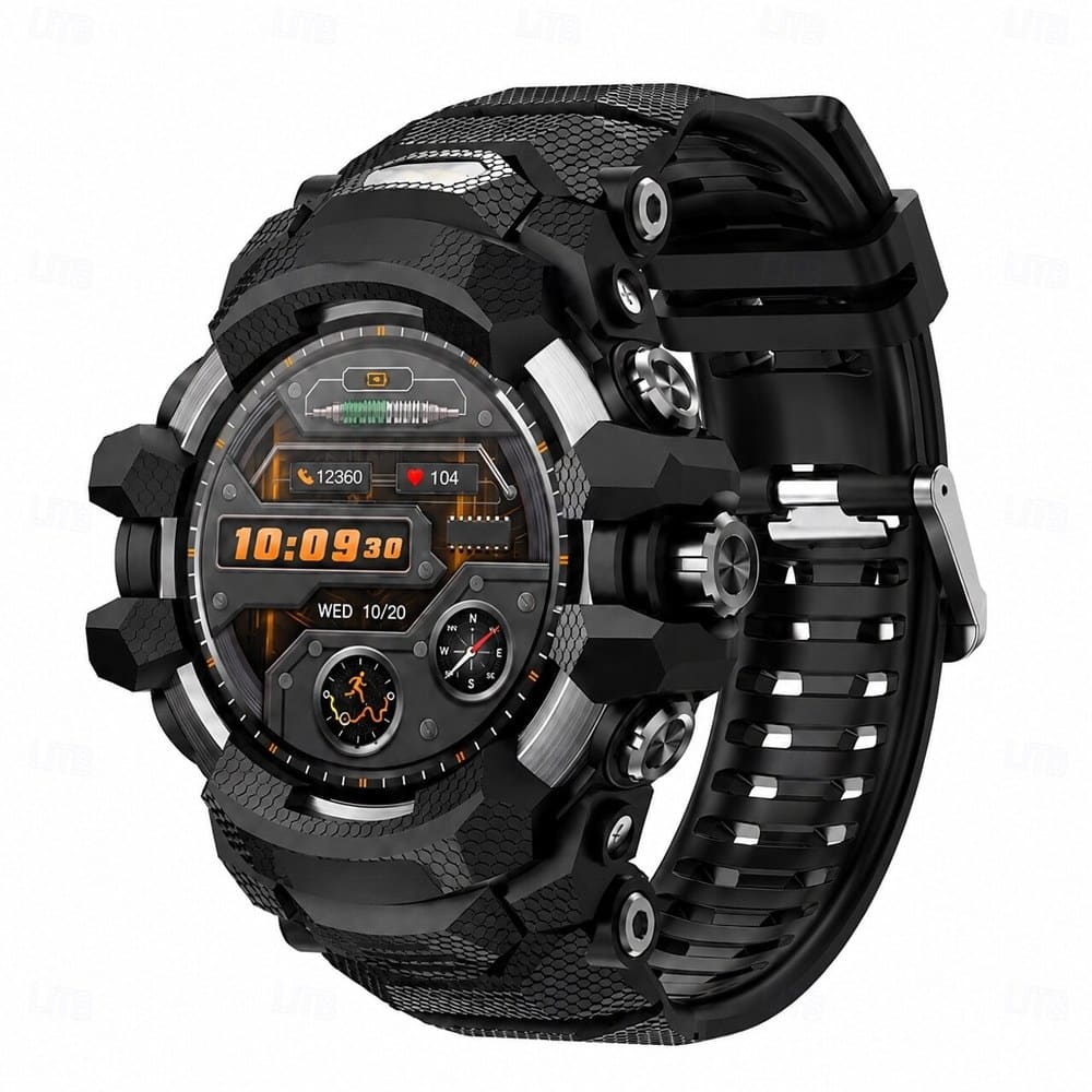 1.43-Inch AMOLED GPS Rugged Outdoor Smart Watch with 700mAh Battery, Compass, Altimeter, Barometer and LED Flashlight PG999 WearableMaster - variant-black PG999 AMOLED GPS Rugged Outdoor Smart Watch - variant black