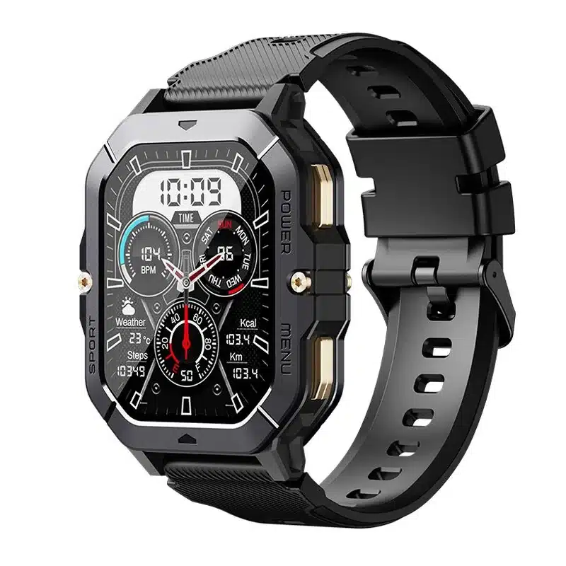 wearablemaster-c28-2-02-inch-hd-rugged-bluetooth-calling-smart-watch-gallery-01 C28 2.02-Inch HD Rugged Smart Watch with Bluetooth Calling, 1ATM, 410mAh Battery and 100+ Sport Modes - Image 1