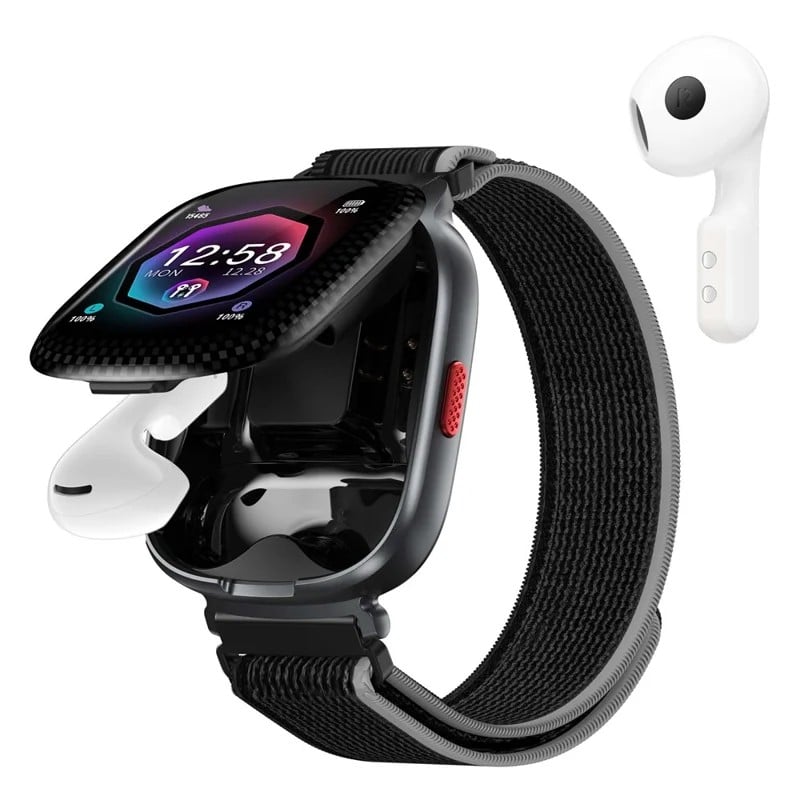 D22 Nylon Strap 2-in-1 Smart Watch Earbuds with 1.88-Inch Full-Touch Display, Bluetooth 6.0, AI Voice Assistant, Real-Time Translation, 13mm Dynamic Audio and Magnetic Charging - gallery-01 D22 Nylon Strap 2-in-1 Smart Watch Earbuds - gallery 01