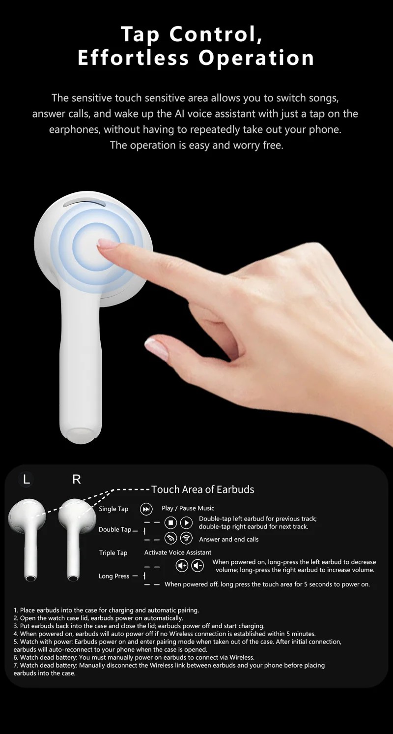 D22 Silicone Strap 2-in-1 Smart Watch Earbuds - detail 12