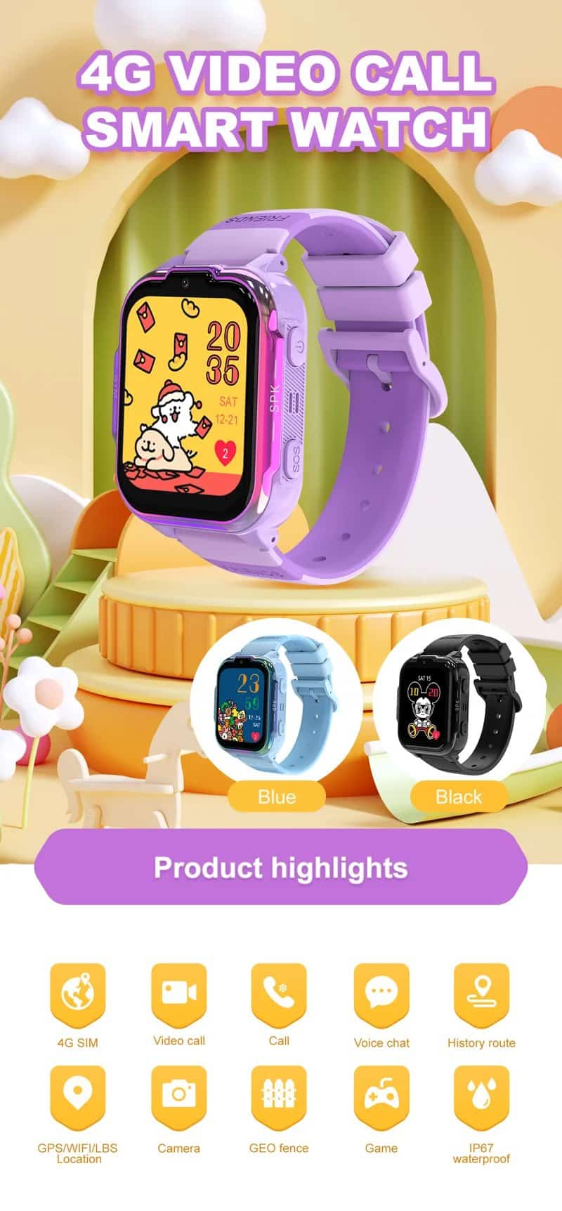 DH20 4G Kids GPS Video Call Smart Watch - detail 01