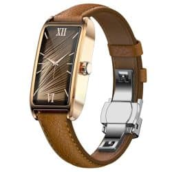 Dora T Women’s AMOLED Smart Watch - variant rose gold case brown strap