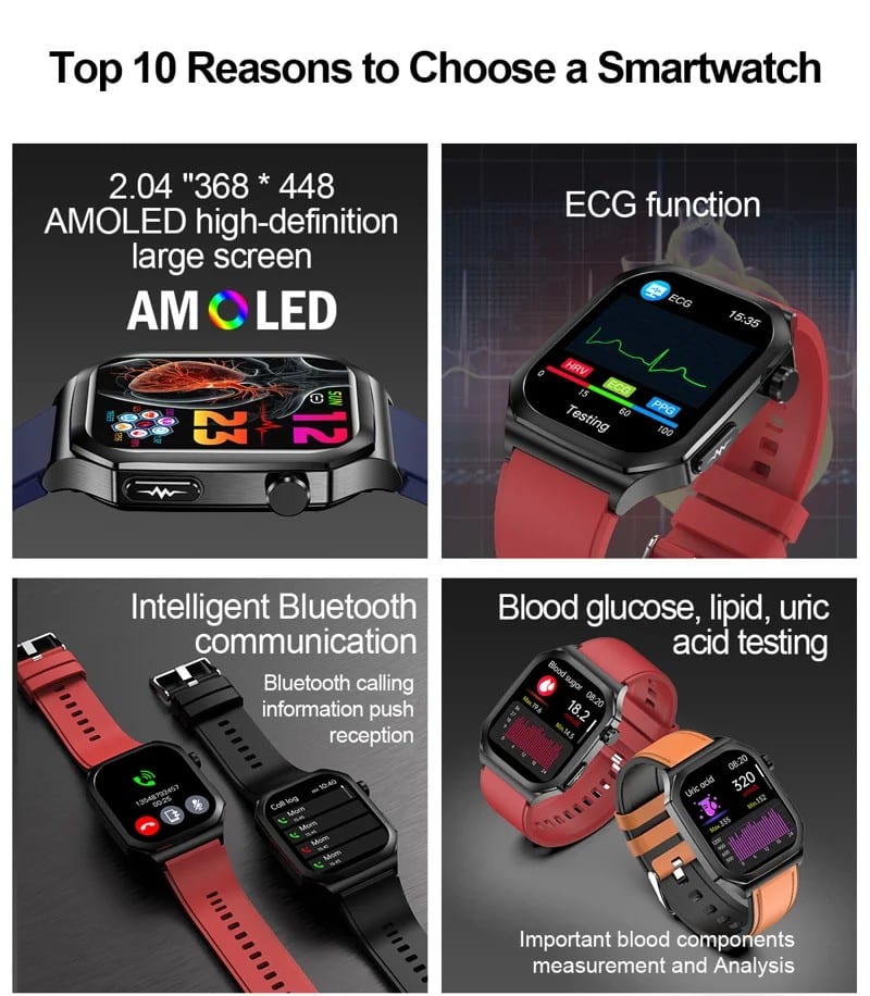 ET280 Leather Strap AMOLED Smart Watch - detail 02