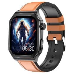 ET280 Leather Strap AMOLED Smart Watch - variant brown