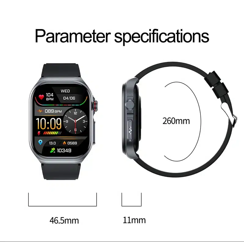 ET585 smart watch AMOLED display close-up