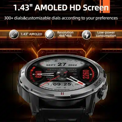 Explorer 1.43-Inch AMOLED Smart Watch with AI Voice Assistant, Bluetooth Calling and IP68 Protection