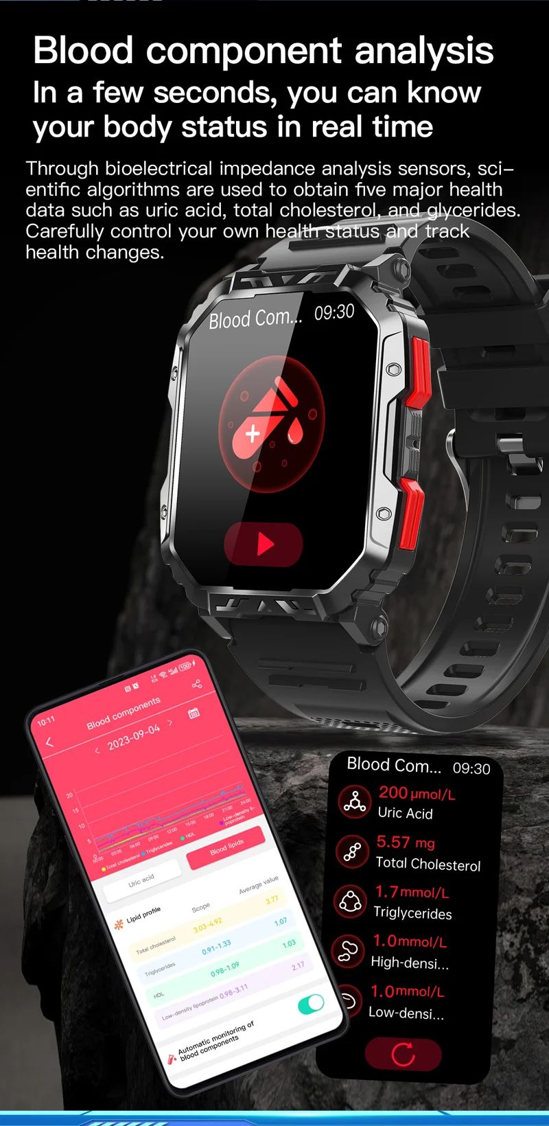 F407 Rugged Steel Strap Smart Watch - detail 06
