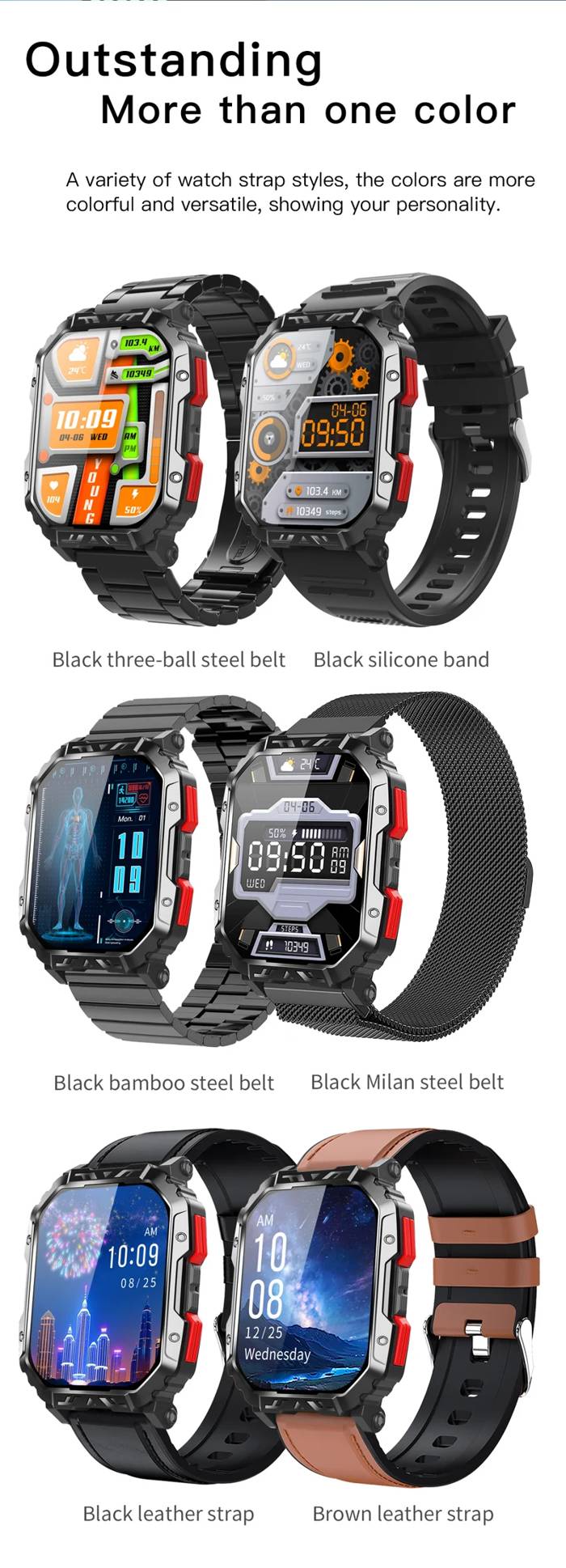 F407 Rugged Steel Strap Smart Watch - detail 17
