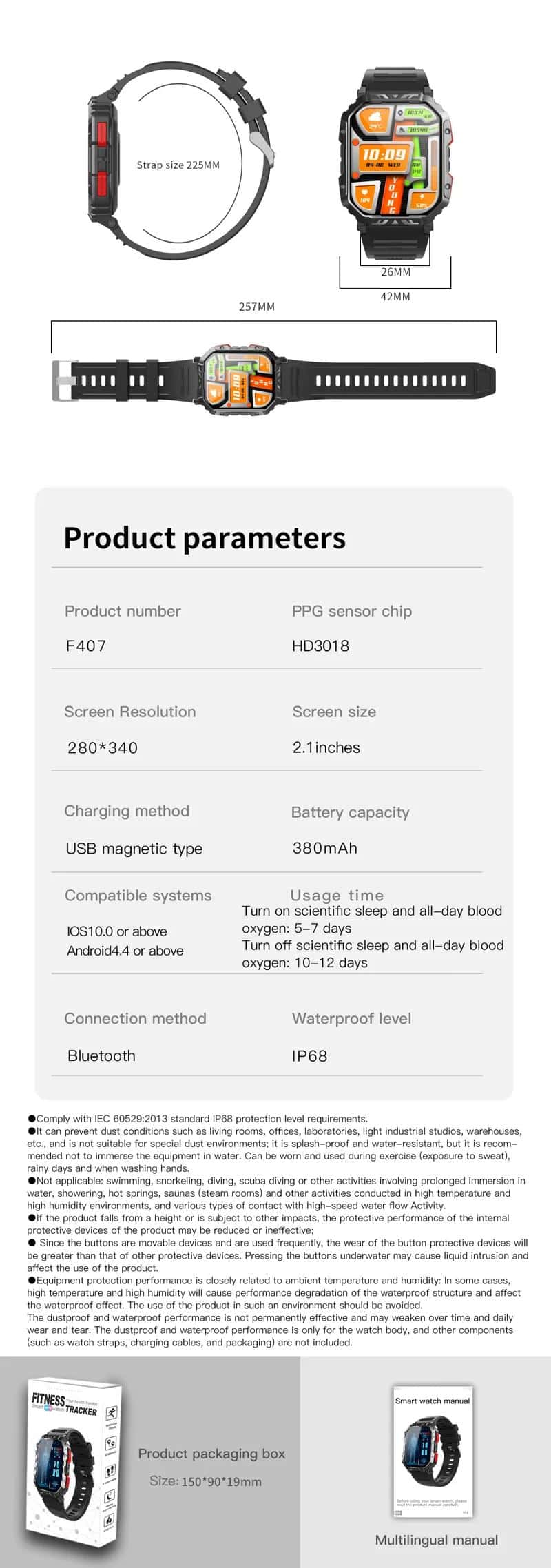 F407 Rugged Steel Strap Smart Watch - detail 18