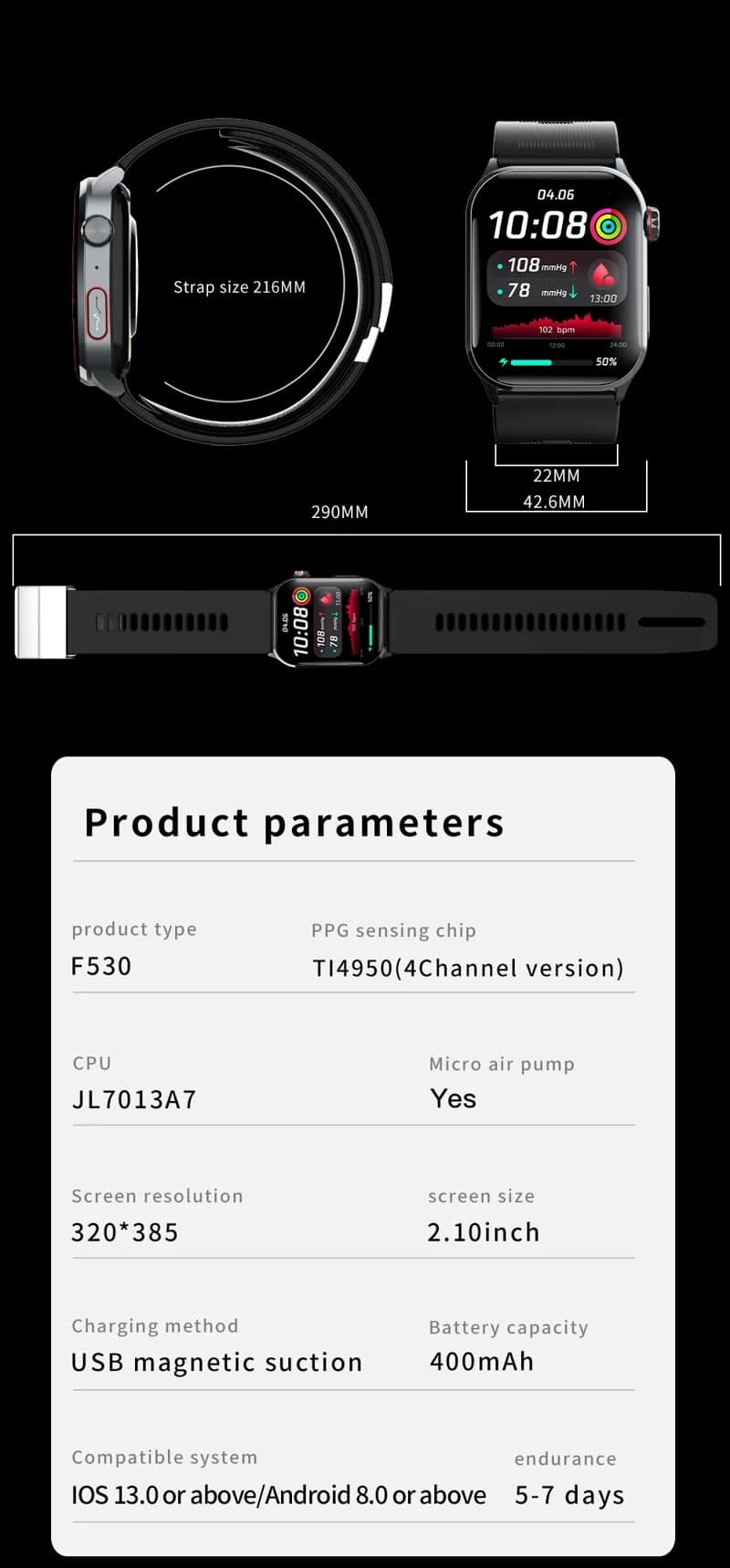 F530 Air-Pump Health Smart Watch - detail 30