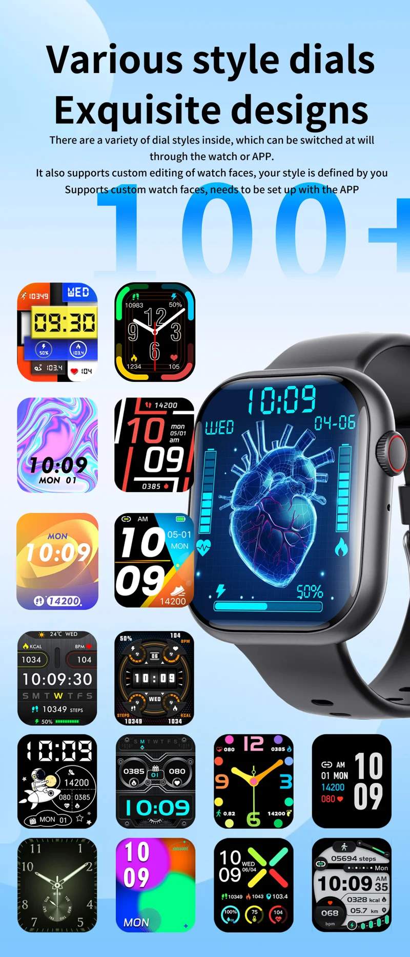 F70 3-Bead Steel Band Large-Screen Smart Watch - detail 16