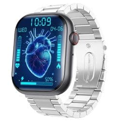F70 3-Bead Steel Band Large-Screen Smart Watch - variant black silver