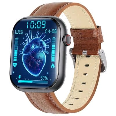 F70 Brown Leather Band Large-Screen Smart Watch - gallery 01