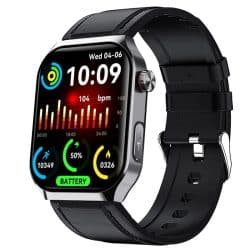 F700 Health and Fitness Smart Watch - variant black leather strap