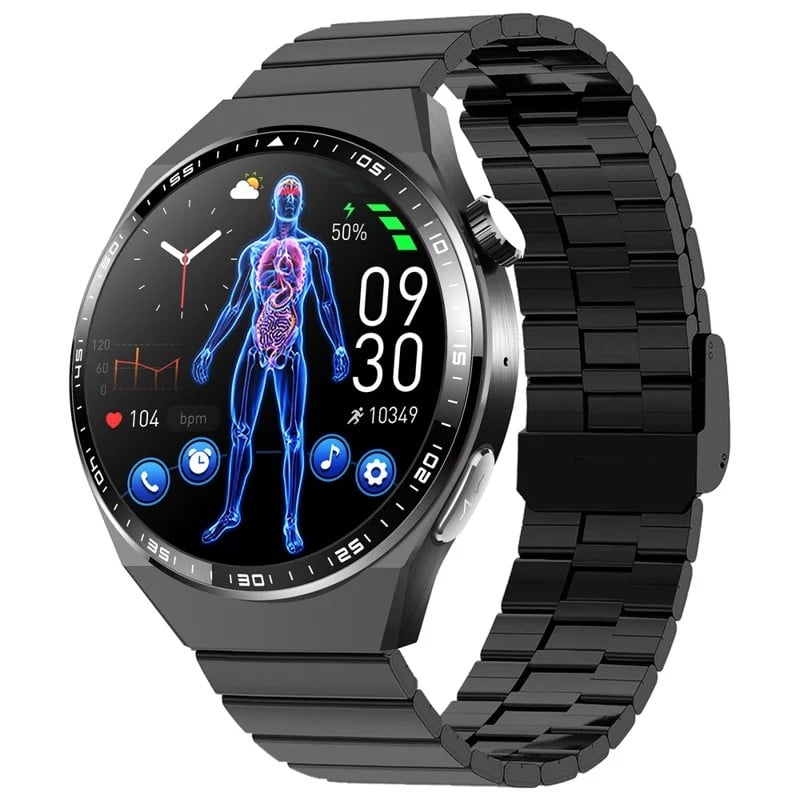 F800 Steel Strap Round-Screen Smart Watch with 1.55-Inch 360x360 IPS Display, Bluetooth 5.3 Calling, 150+ Sports Modes, Voice Assistant, 350mAh Battery and IP67 Care - gallery-01 F800 Steel Strap Smart Watch - gallery 01