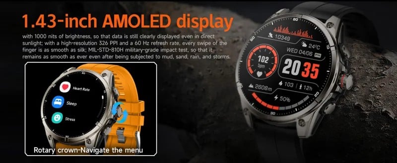 FT66 GPS Smart Watch - AMOLED touchscreen