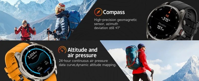 FT66 GPS Smart Watch - Compass altitude and pressure