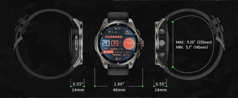 FT66 GPS Smart Watch - Watch dimensions