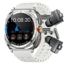 GT98 Smart Watch with TWS Earbuds - variant silver white