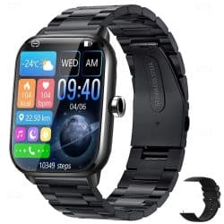KT65 HD Bluetooth Calling Smart Watch - variant black steel
