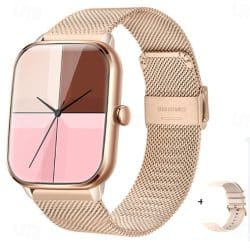 KT65 HD Bluetooth Calling Smart Watch - variant golden milan strap