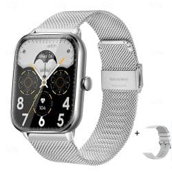 KT65 HD Bluetooth Calling Smart Watch - variant silver milan strap
