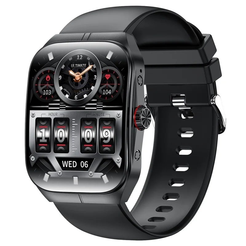 HK80 Smart Watch with 1.95-Inch Curved AMOLED Display, Bluetooth Calling, 300mAh Battery, Silicone Strap and 100+ Sports Modes - gallery-01 HK80 Smart Watch - gallery 01