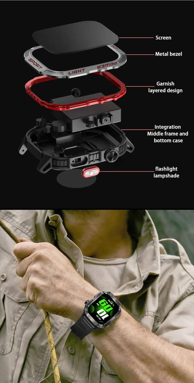 HT29 Outdoor Utility Calling Smart Watch - detail 05
