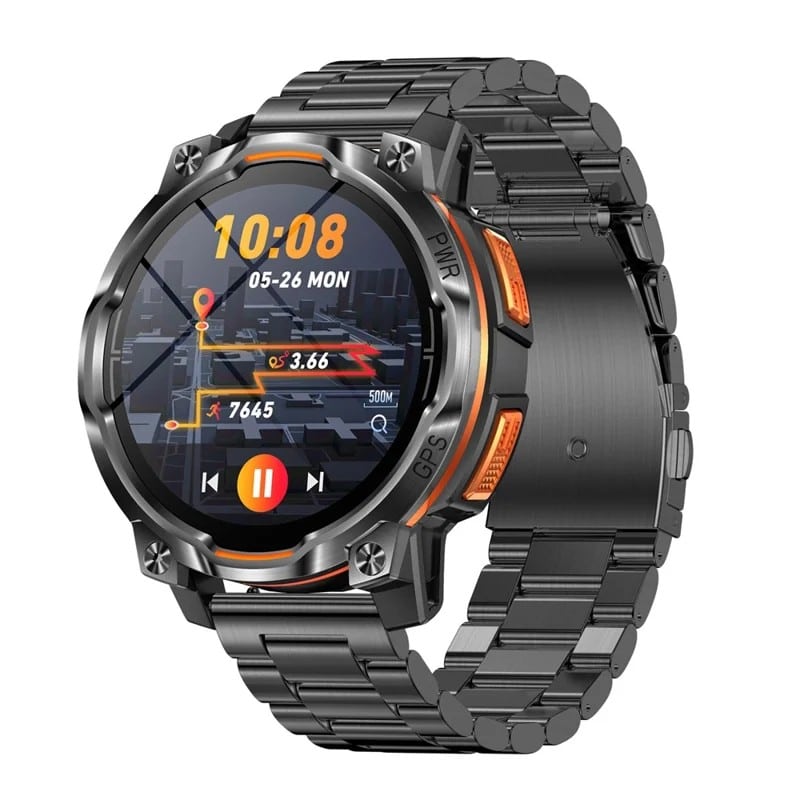 KC108 Steel Strap Smart Watch with 1.46-Inch HD Display, GPS Positioning, Offline Maps, Altitude Barometer Compass, Bluetooth Calling, 107 Sports Modes, 1200mAh Battery and 3-Bead Metal Band - gallery-01 KC108 Steel Strap Smart Watch - gallery 01