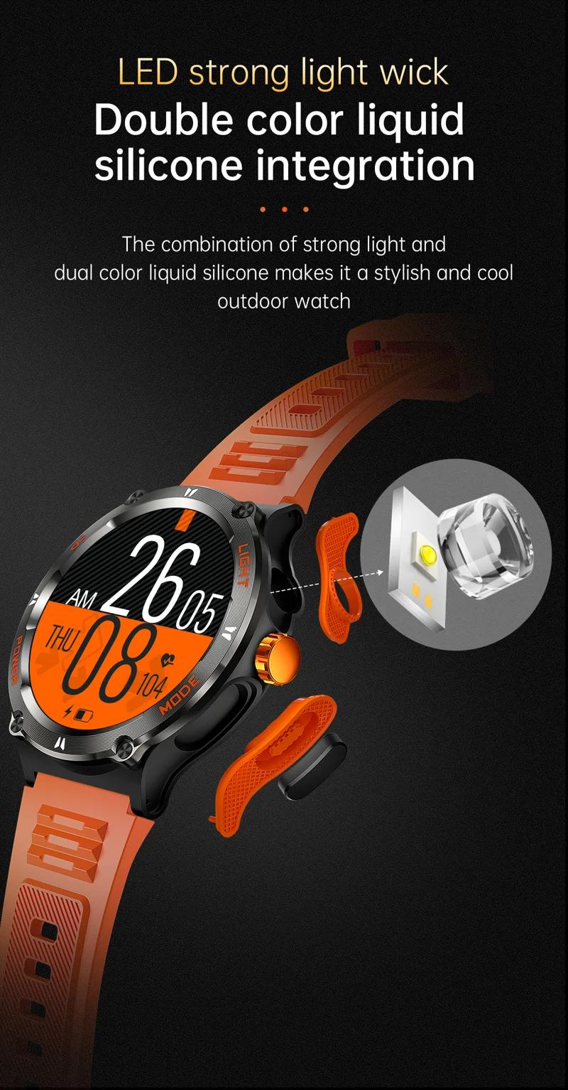 KT70 Outdoor Flashlight Compass Calling Smart Watch - detail 03