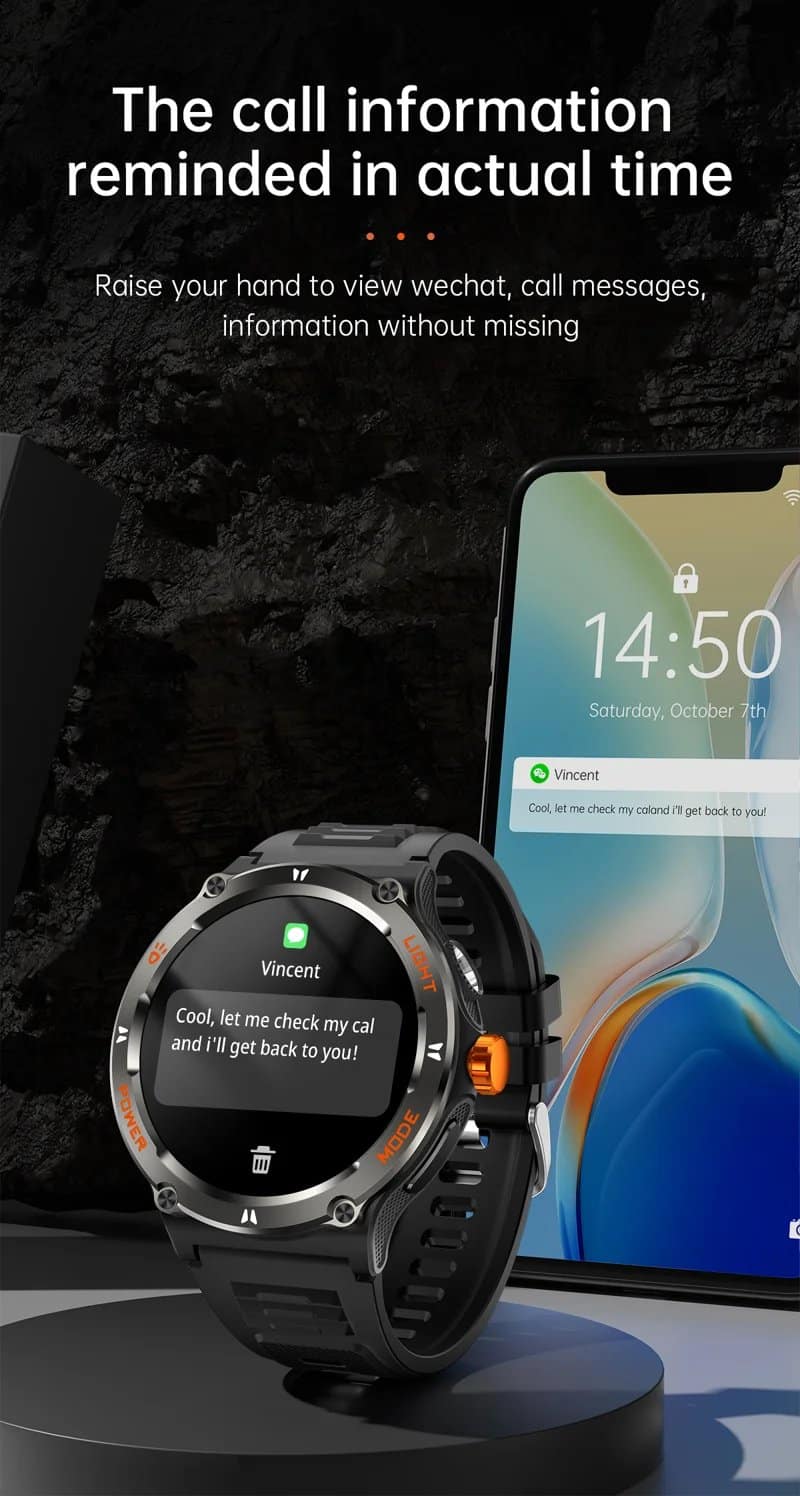 KT70 Outdoor Flashlight Compass Calling Smart Watch - detail 11