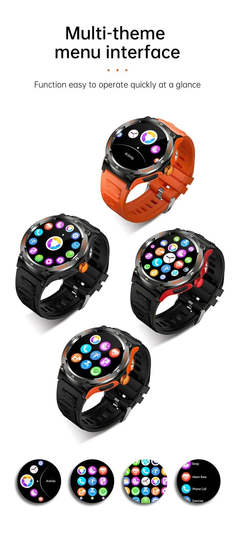 KT70 Outdoor Flashlight Compass Calling Smart Watch - detail 13