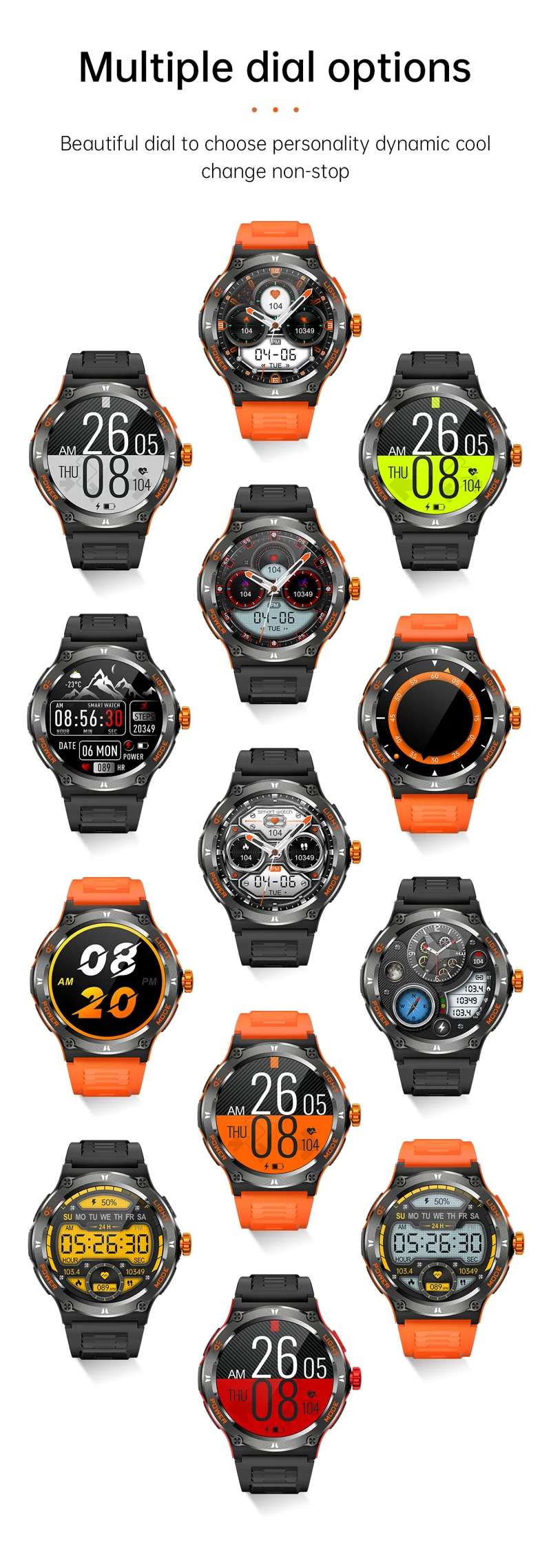 KT70 Outdoor Flashlight Compass Calling Smart Watch - detail 15