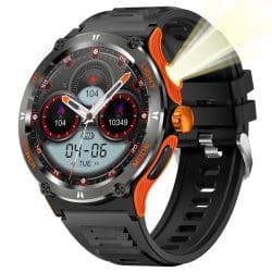 KT70 Outdoor Flashlight Compass Calling Smart Watch - variant black orange
