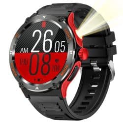 KT70 Outdoor Flashlight Compass Calling Smart Watch - variant red