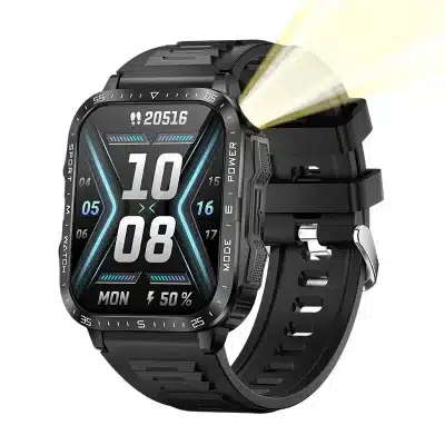KT79 1.96-Inch HD SOS Smart Watch with Flashlight, Bluetooth Calling and 3ATM Protection