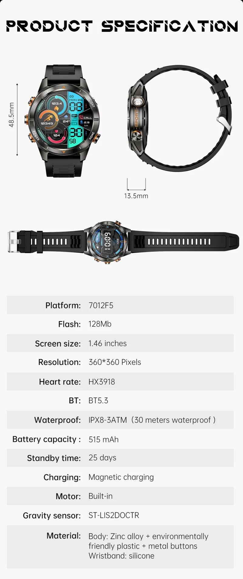 KT80 Outdoor Smart Watch - detail 14