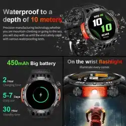 LIGE Outdoor 1.46-Inch Smart Watch with Flashlight, Compass, SOS, 10M Water Resistance and 450mAh Battery - Image 6