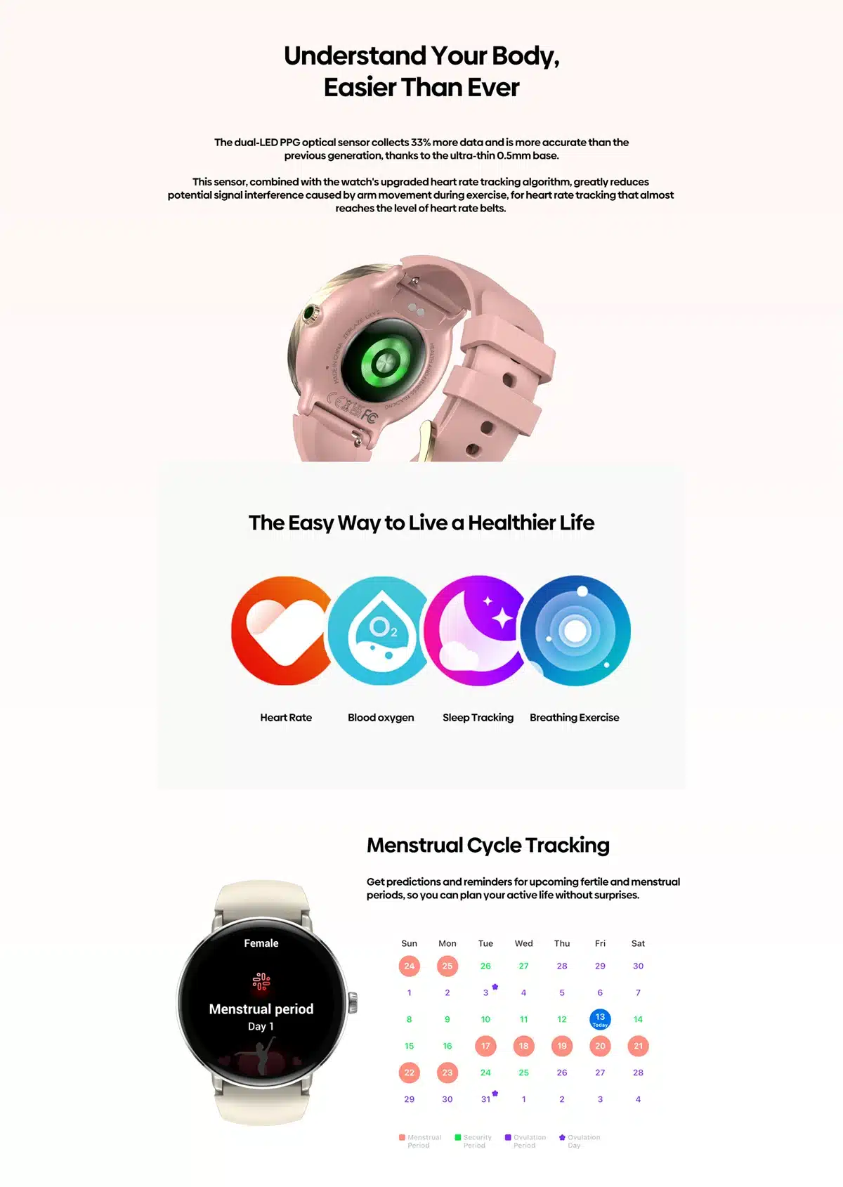 Lily 2 smart watch wellness and activity tools